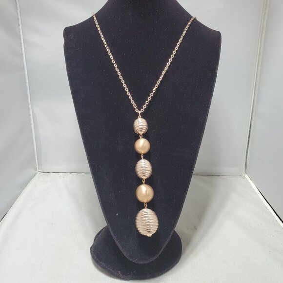 Vetta 5 bead gold chain necklace - Picture 1 of 8